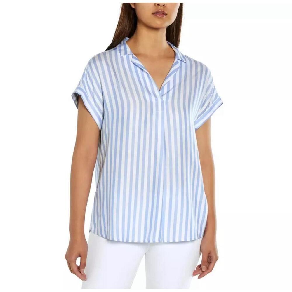 GAP Ladies' Popover Blouse Blue White Stripes Size S.  AM